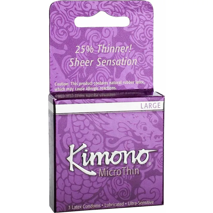 Kimono Large Micro Thin Condoms 3 Pack Kimono Male Sex Toys