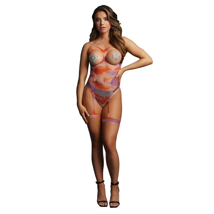 Le Dsir OpenCup Tie Dye Strappy Teddy Nipple Bling in O Shots Toys Female Sex Toys