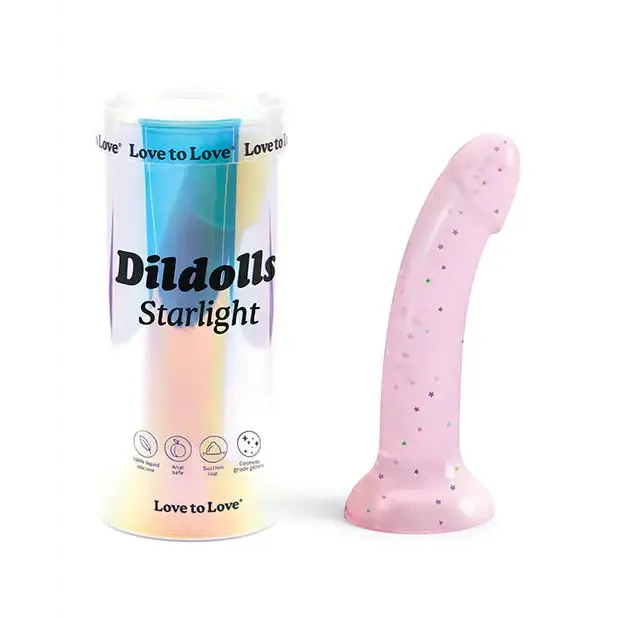 Love To Love Dildos Love to Love Dildolls Starlight 6 in Silicone Dildo with Multicolor Star Glitter Pink Love To Love Dildos Love to Love Dildolls Starlight 6 in Silicone Dildo with Multicolor Star Glitter Pink