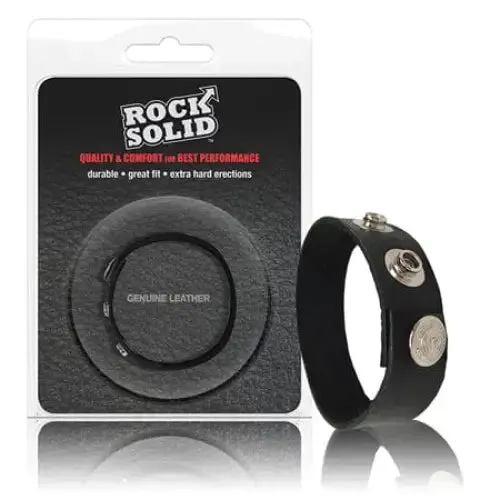 Male Sex Toys Doc Johnson Rock Solid Adjustable Leather 3 Snap Cock Ring Black Male Sex Toys Doc Johnson Rock Solid Adjustable Leather 3 Snap Cock Ring Black