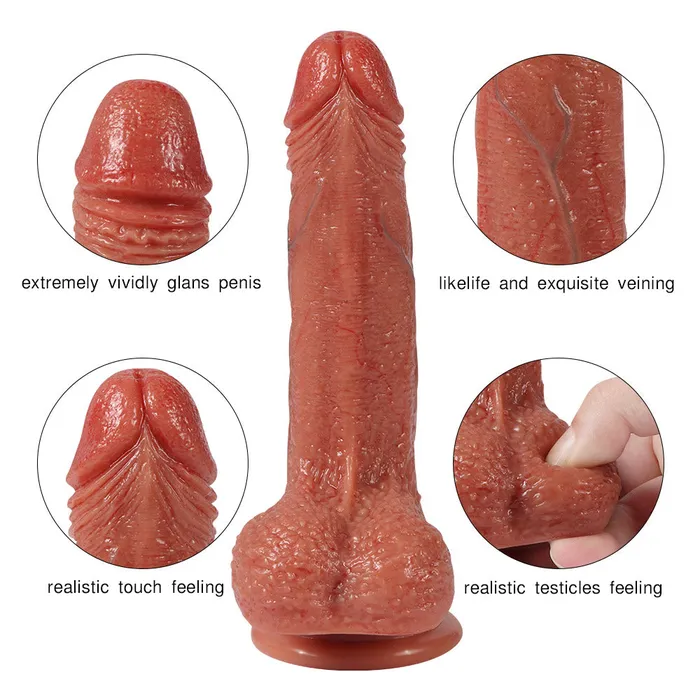 Modi G1 Realistic DualDensity Veins Texture Liquid Silicone Suction Cup Dildo with Balls 7 Inch Female Sex Toys