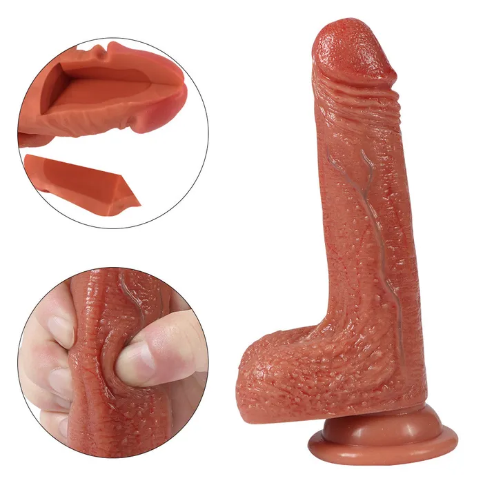 Modi G1 Realistic DualDensity Veins Texture Liquid Silicone Suction Cup Dildo with Balls 7 Inch Female Sex Toys