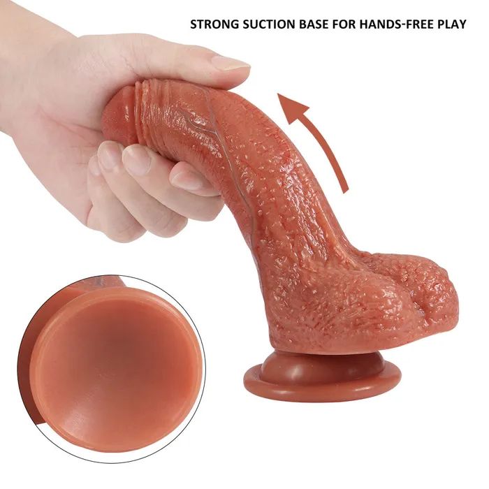 Modi G1 Realistic DualDensity Veins Texture Liquid Silicone Suction Cup Dildo with Balls 7 Inch Female Sex Toys