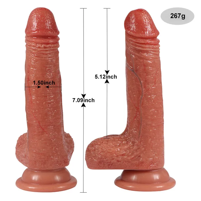 Modi G1 Realistic DualDensity Veins Texture Liquid Silicone Suction Cup Dildo with Balls 7 Inch Female Sex Toys