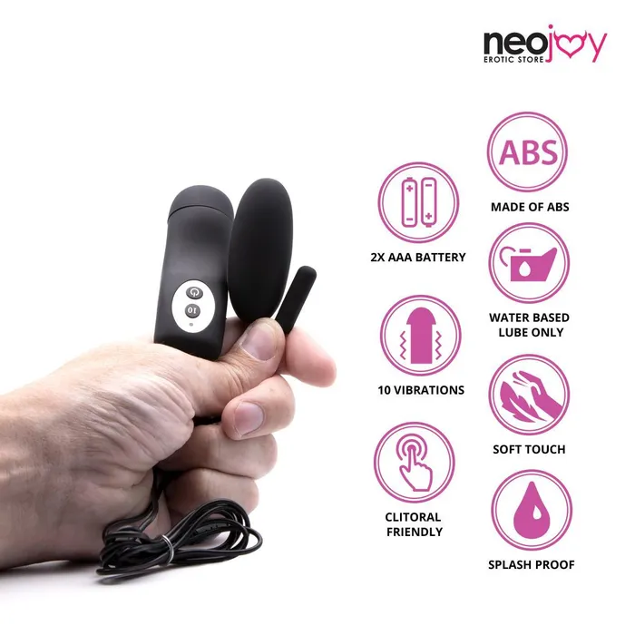 Neojoy Bullet Egg Clitoral Vibrator 10Speed Functions Soft ABS Black Neojoy Female Sex Toys