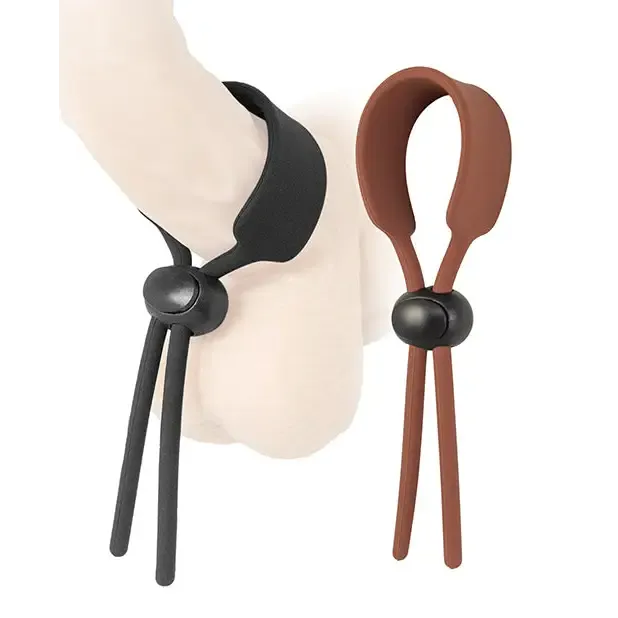 Novelties By Nasswalk Cock Loops Adjustable Cock Ties Brown Black Dildos