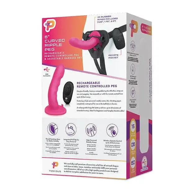 Pegasus Female Sex Toys Pegasus 6 Curved Ripple Silicone Peg With Harness Included