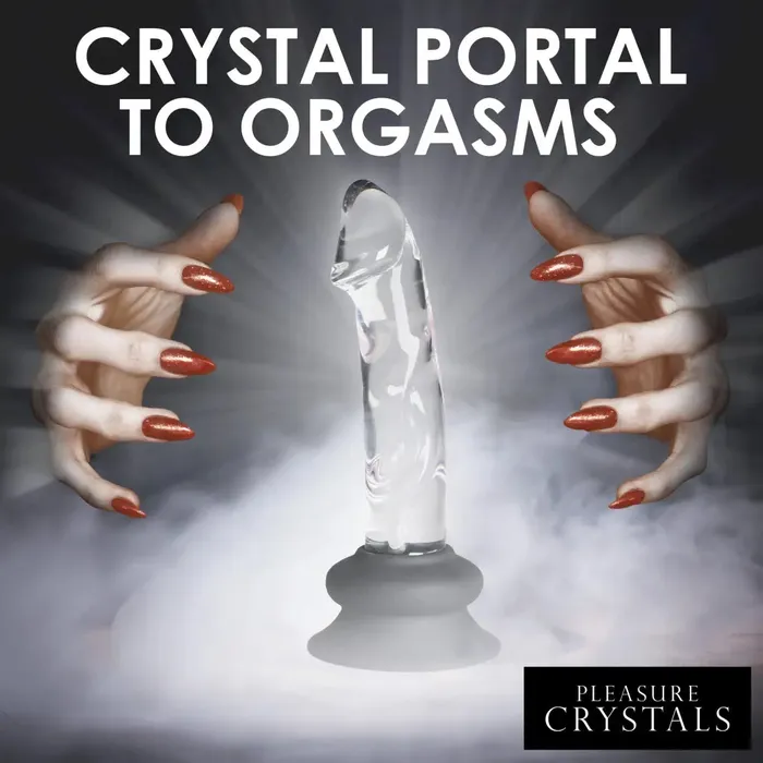 Pleasure Crystals 56 in Glass Dildo with Silicone Base Curve Toys Female Sex Toys
