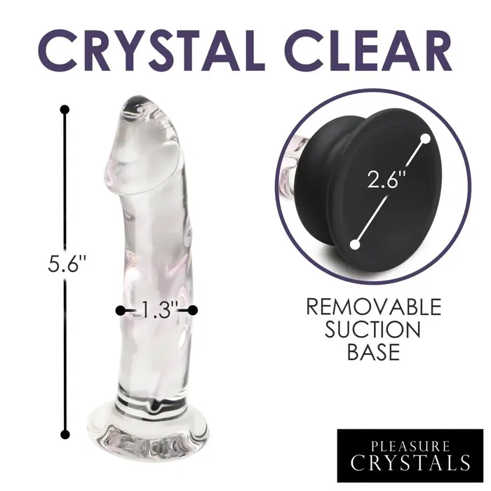Pleasure Crystals 56 in Glass Dildo with Silicone Base Curve Toys Female Sex Toys