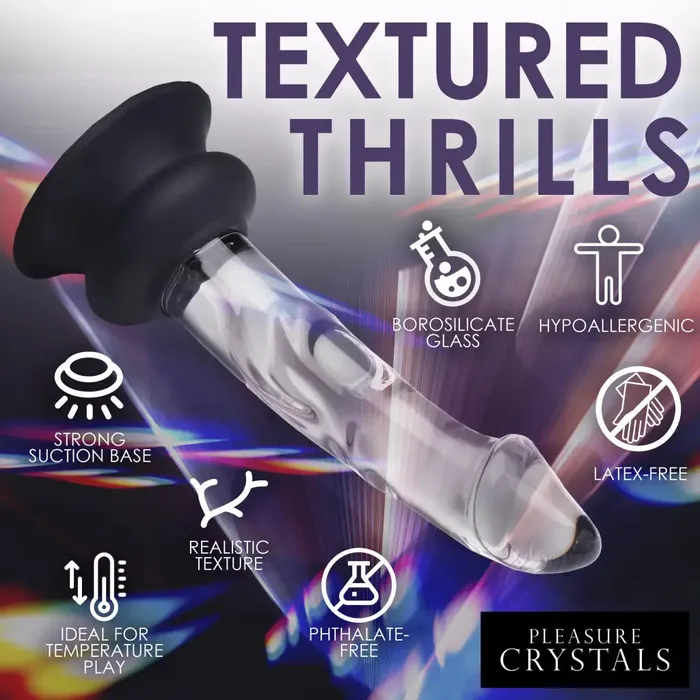 Pleasure Crystals 56 in Glass Dildo with Silicone Base Curve Toys Female Sex Toys