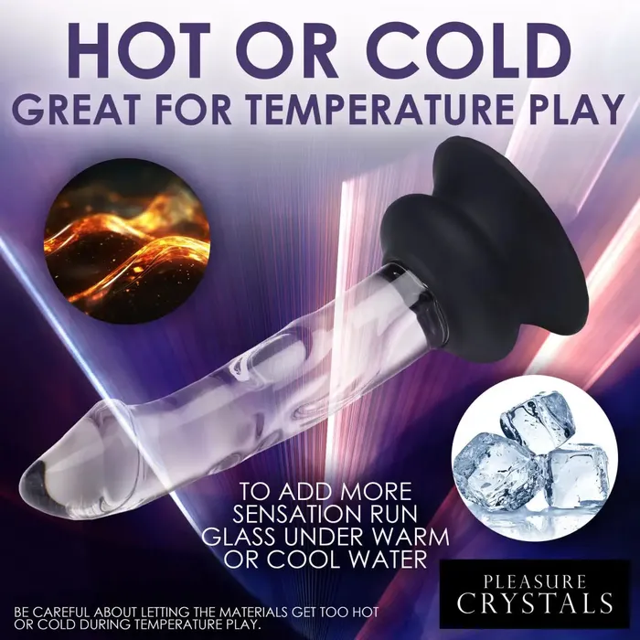 Pleasure Crystals 56 in Glass Dildo with Silicone Base Curve Toys Female Sex Toys