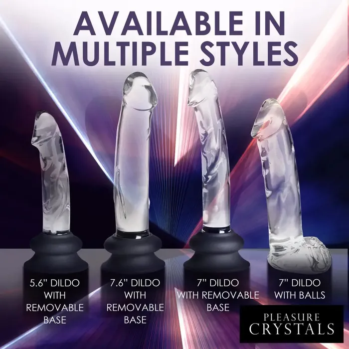 Pleasure Crystals 56 in Glass Dildo with Silicone Base Curve Toys Female Sex Toys