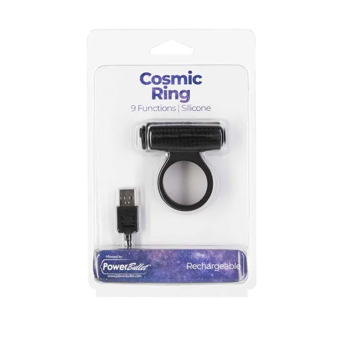 PowerBullet Couples PowerBullet Cosmic Ring Vibrating Cock Ring Black