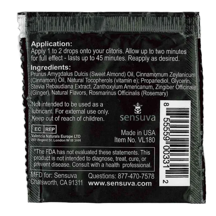 Sensuva Sensuva ON Natural Arousal Oil For Her Foil 05ml0002 fl oz Female Sex Toys