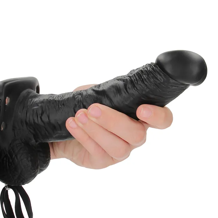Shots Toys Anal Real Rock Hollow 7 Inch Ballsy StrapOn in Black Shots Toys Anal Real Rock Hollow 7 Inch Ballsy StrapOn in Black