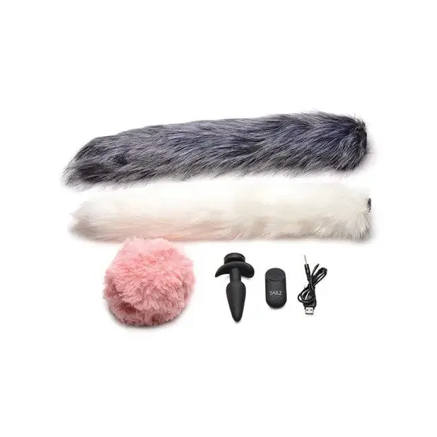 Tailz Male Sex Toys Tailz Snap On Remote Control Vibrating Silicone Anal Plug With 3 Interchangeable Tails