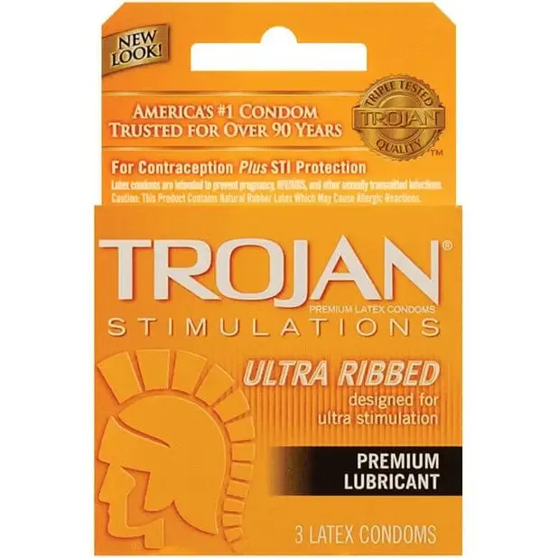 Trojan Female Sex Toys Trojan Ribbed Condoms Box Of 3