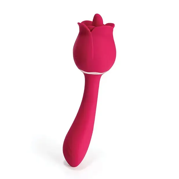 Vibrators UC Global Trade INC Honey Play Box Rhea The Rose Clit Tongue Licking Vibrator and Gspot Massager Red