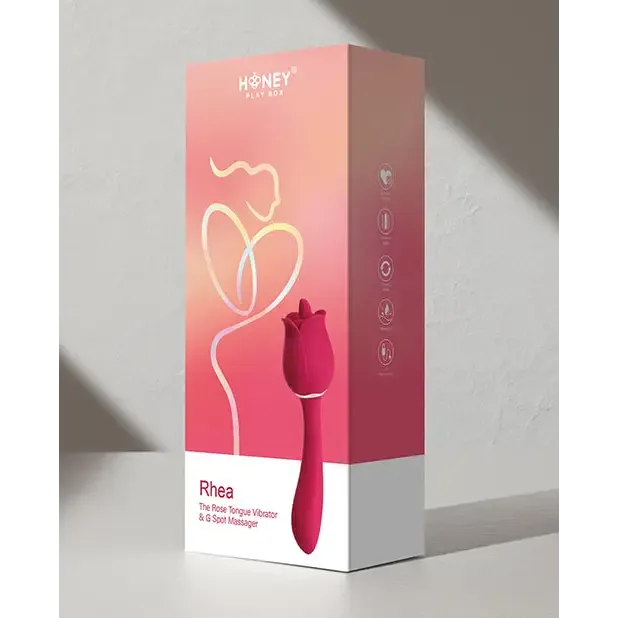 Vibrators UC Global Trade INC Honey Play Box Rhea The Rose Clit Tongue Licking Vibrator and Gspot Massager Red