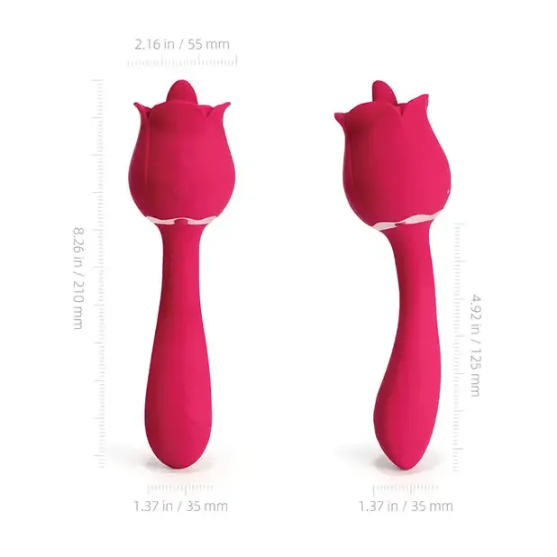 Vibrators UC Global Trade INC Honey Play Box Rhea The Rose Clit Tongue Licking Vibrator and Gspot Massager Red