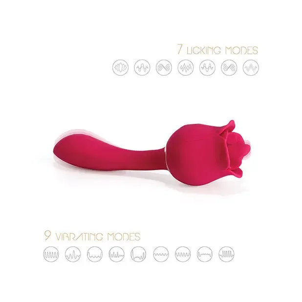 Vibrators UC Global Trade INC Honey Play Box Rhea The Rose Clit Tongue Licking Vibrator and Gspot Massager Red