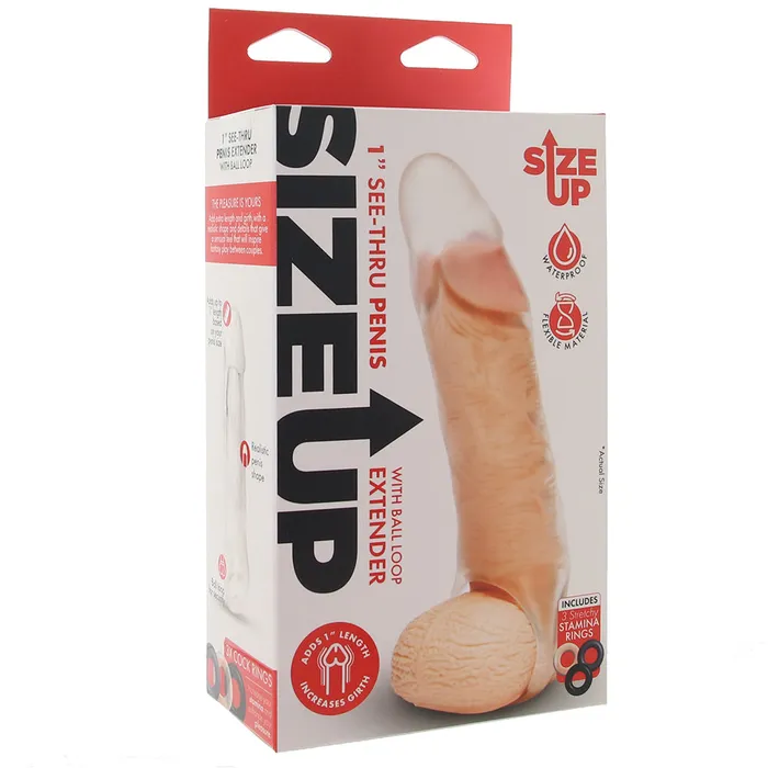 XGen Size Up 1 Inch Extender with Ball Loop in Clear Male Sex Toys
