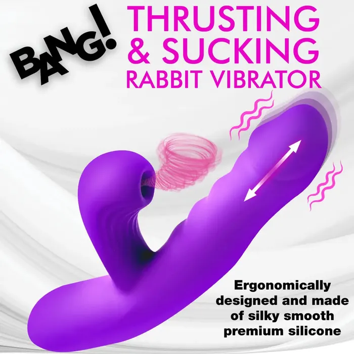 XR Brands Vibrators Thrusting And Sucking Silicone Rabbit Vibrator