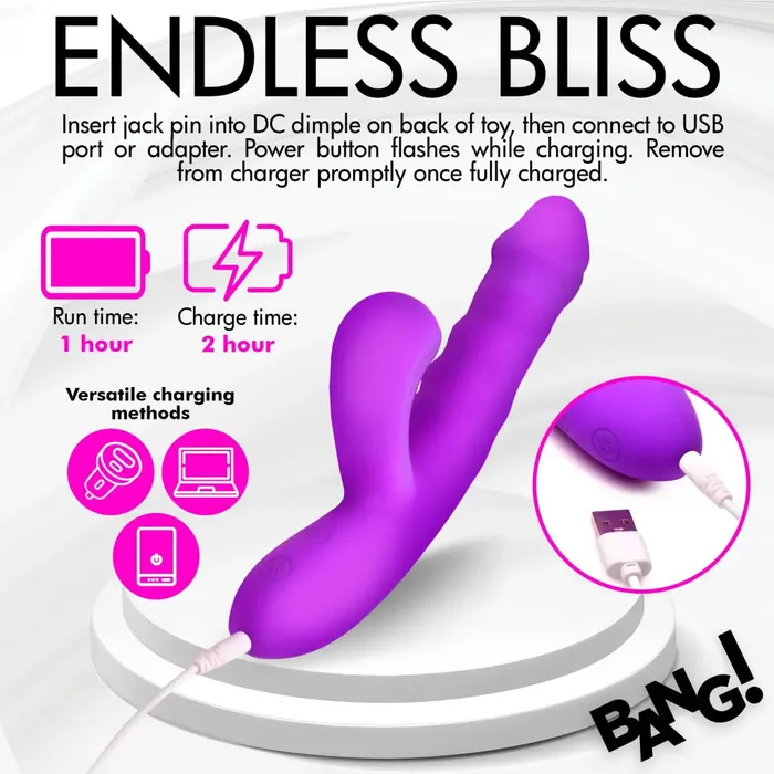 XR Brands Vibrators Thrusting And Sucking Silicone Rabbit Vibrator