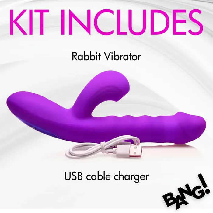 XR Brands Vibrators Thrusting And Sucking Silicone Rabbit Vibrator