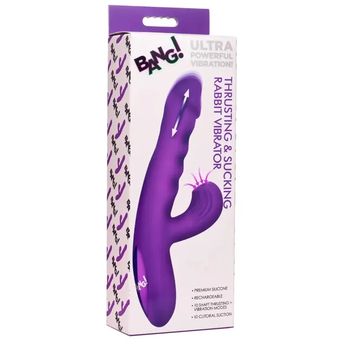 XR Brands Vibrators Thrusting And Sucking Silicone Rabbit Vibrator