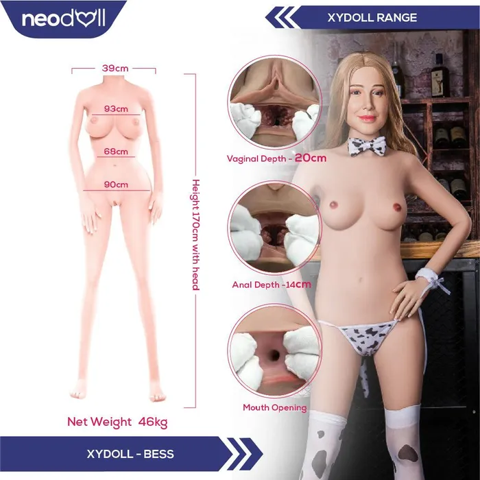 XYDoll Bess Silicone TPE Hybrid Sex Doll Gel Breast 170cm Natural XY Doll Male Sex Toys